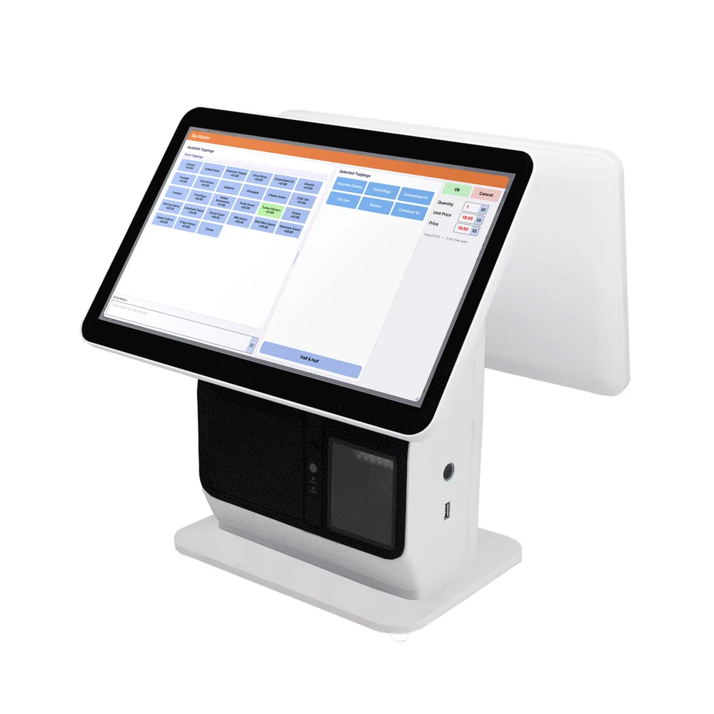 RamTD takeaway EPOS showing toppings, extras and half and half options
